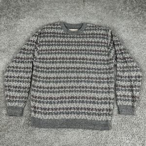 Munsingwear Sweater Mens Large Gray Brown Striped Chevron Acrylic Pullover